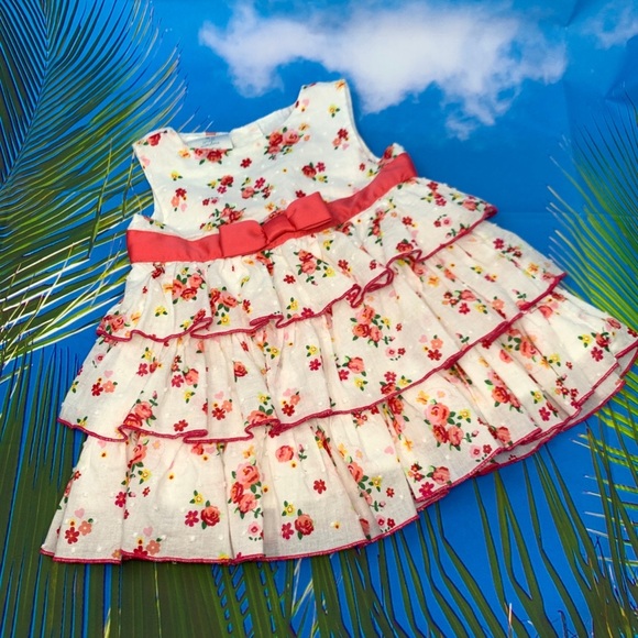 small wonders Other - Small Wonders Peach Flowers Ruffle Dress